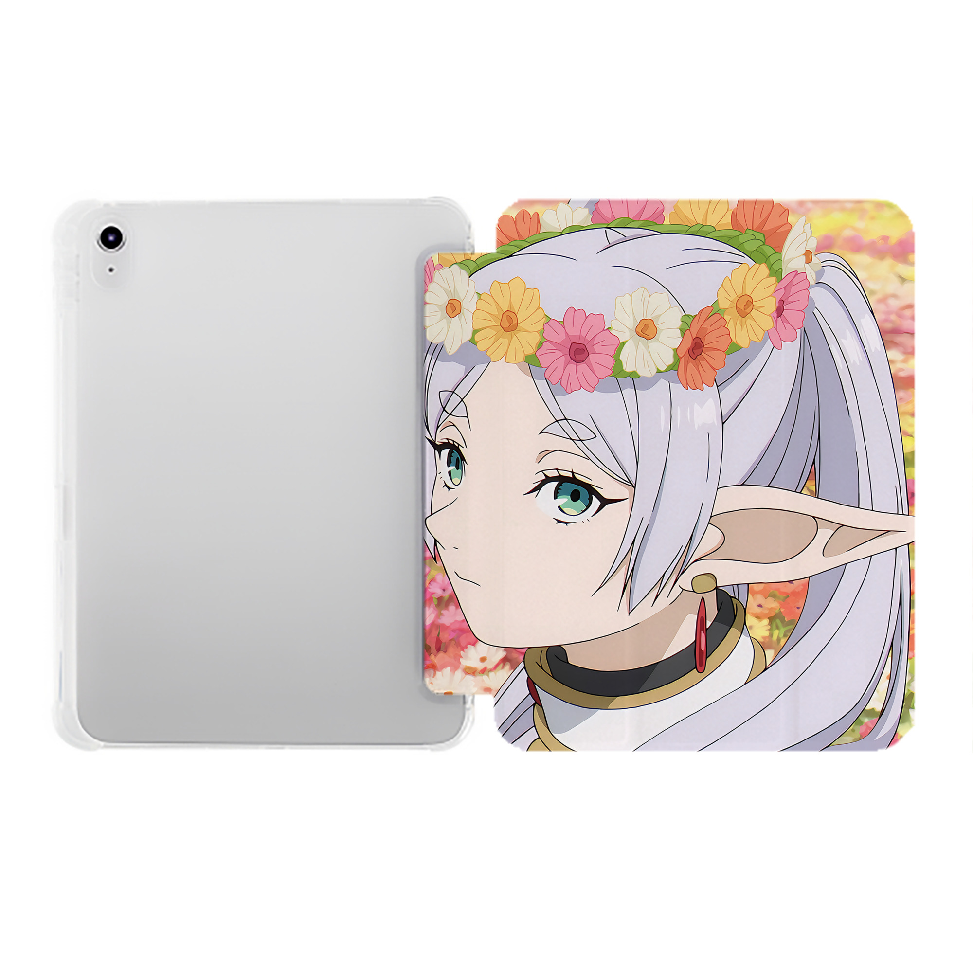 （画像用） 葬送のフリーレン Frieren IPad ケース ペン収納付き 三つ折りスタンド PUレザー×シリコン 対応機種9.5/10.5/10.9インチ
